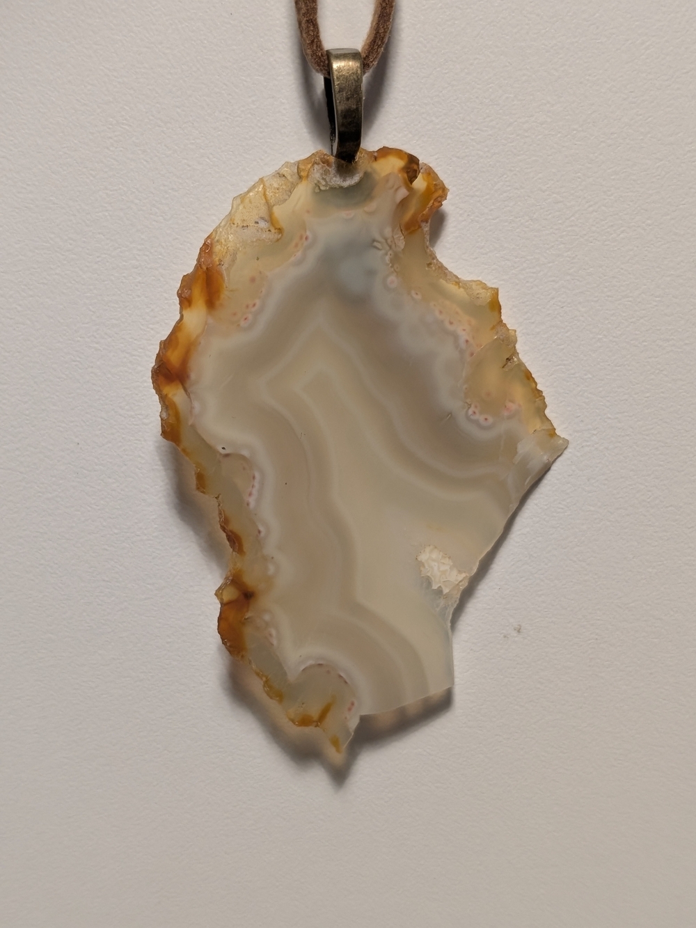 Iris Agate Slice Pendant Necklace